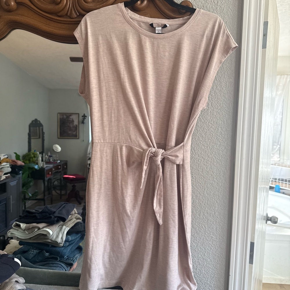 Nine West Light Pink Tie-Waist Mini Dress